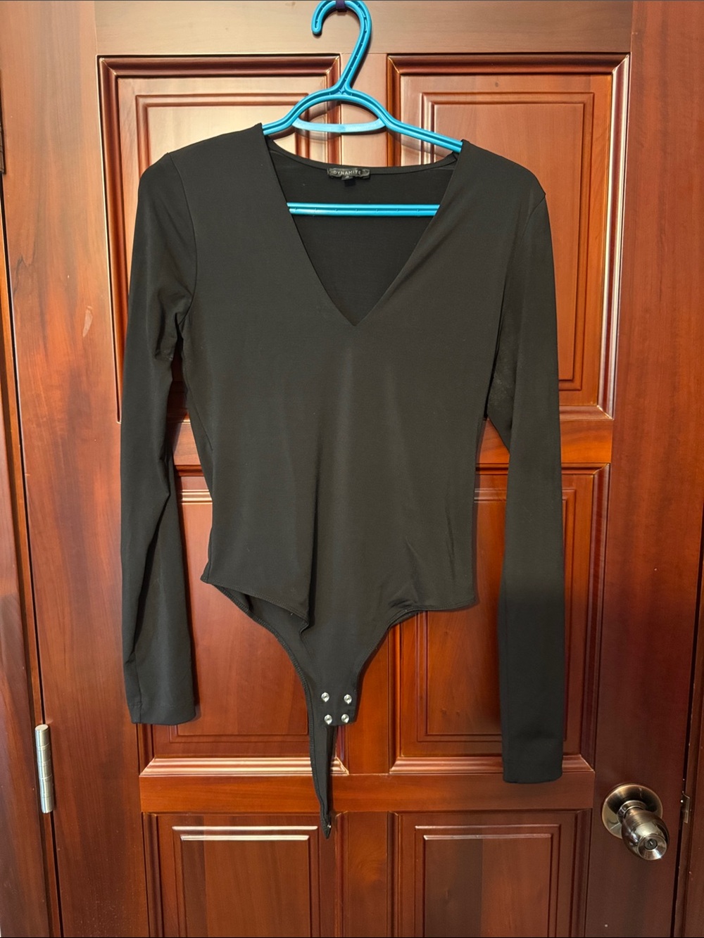Dynamite Black V-Neck Long Sleeve Bodysuit